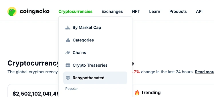 Rehypothecated tokens on CryptoSync