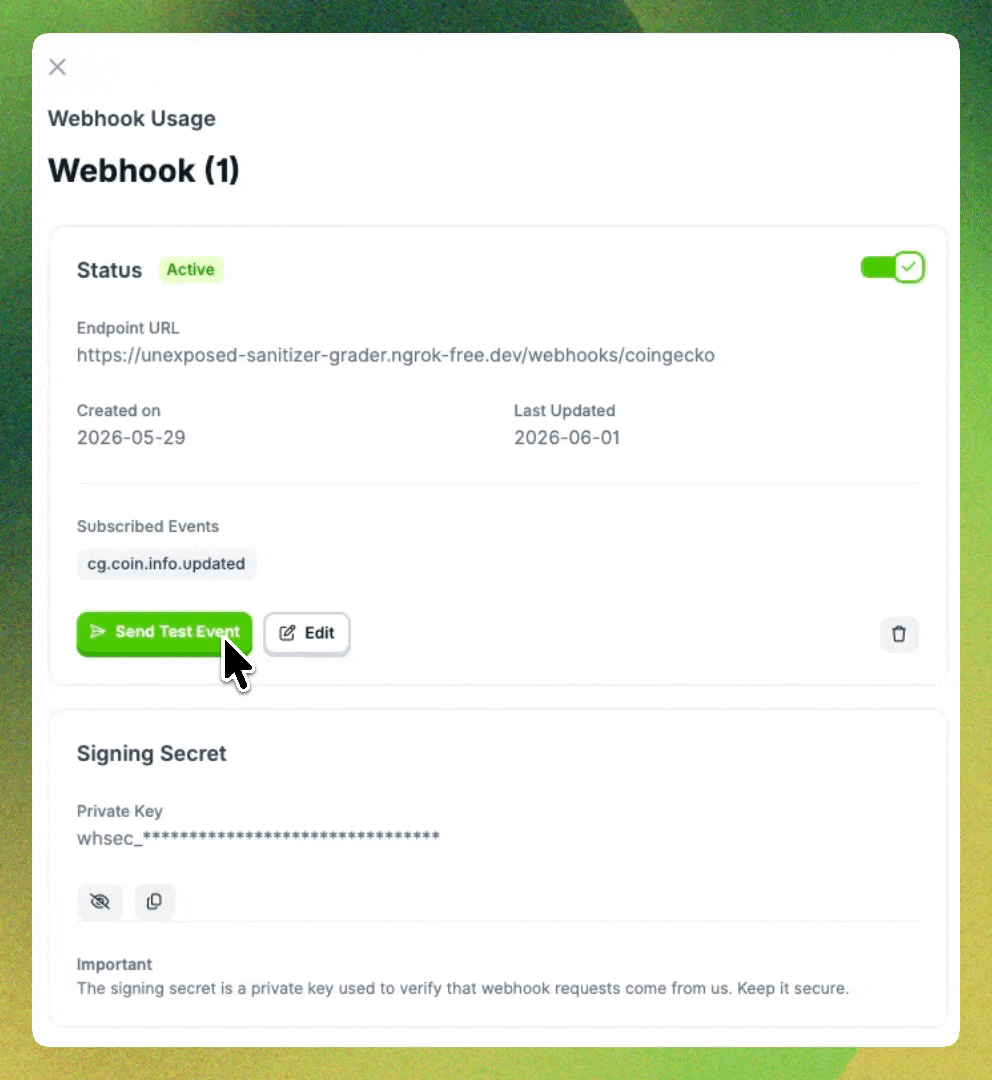 Testing webhook event delivery