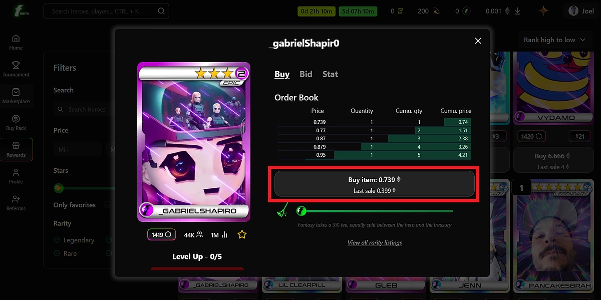 Buy card on Fantasy.top