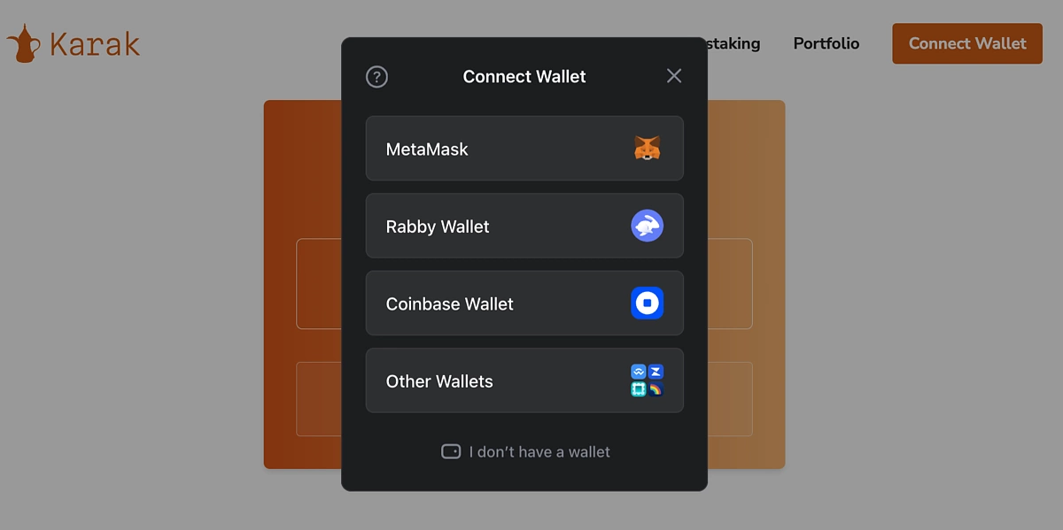 Connect Wallet to Karak