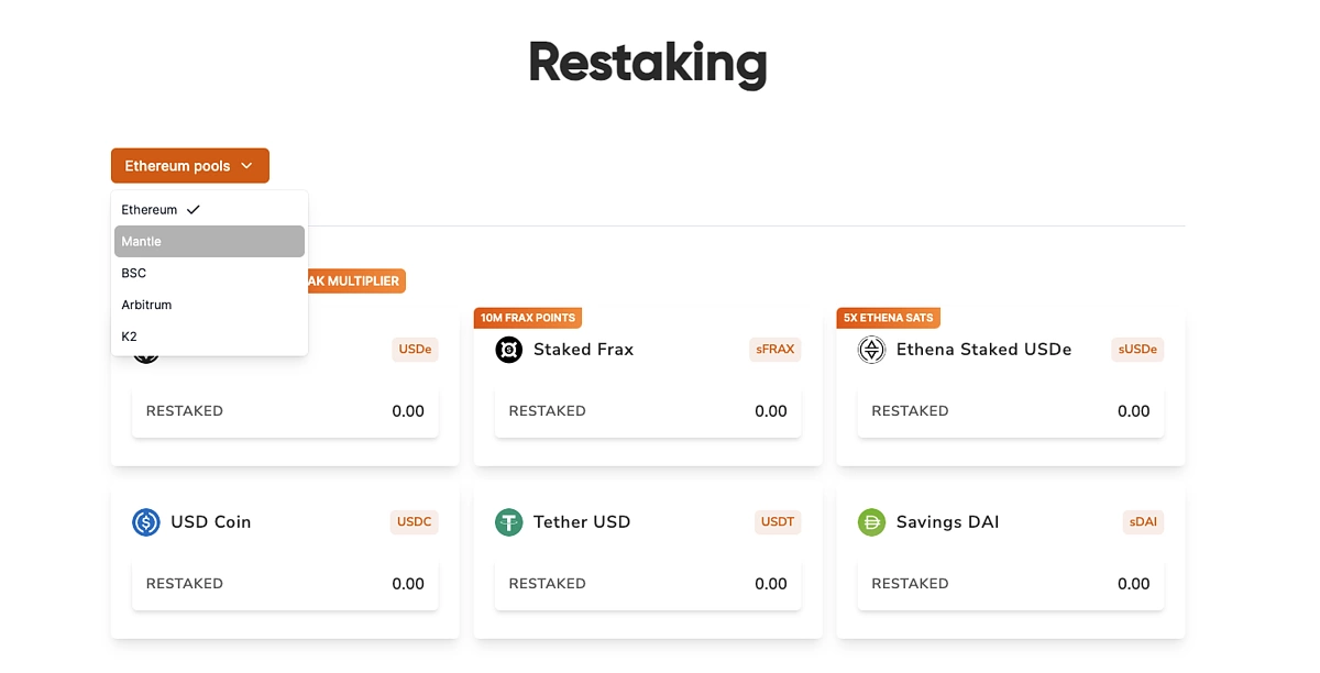 Ethereum pool categories on Karak