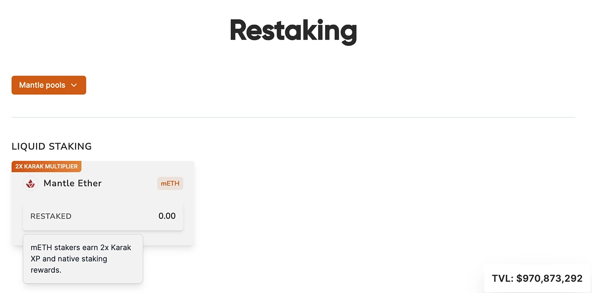 Restaking Mantle ETH on Karak