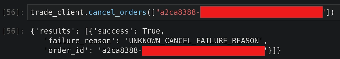 Cancel an order with a specific order ID