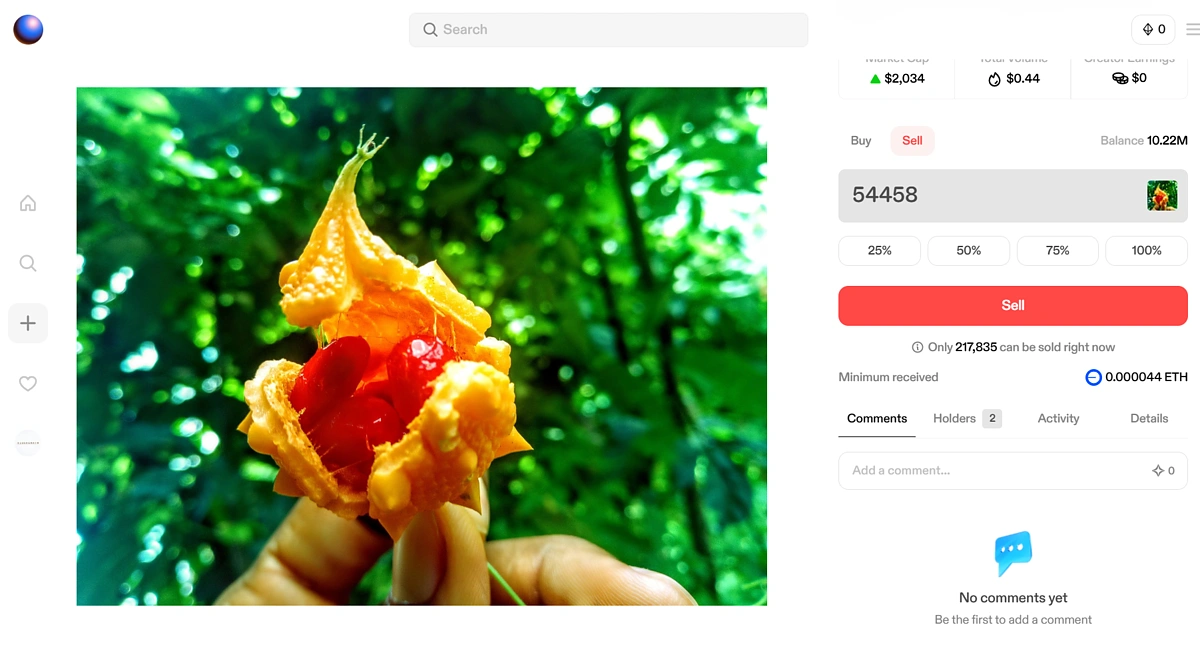 Sell coins on Zora