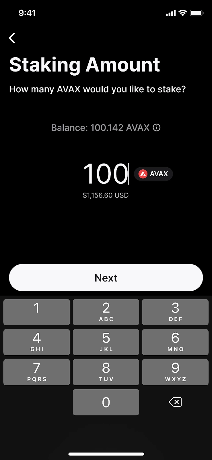 core mobile select staking amount