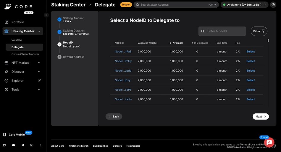 core web select node