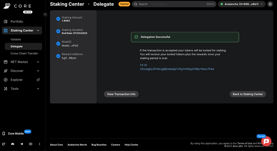 core web delegation successful
