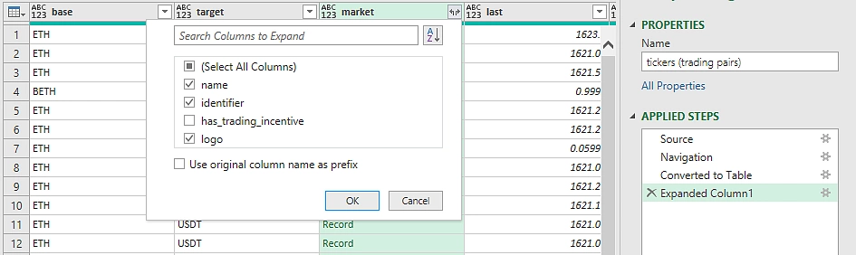nested columns