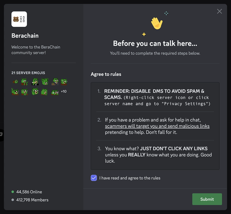 Agree to Berachain Discord rules