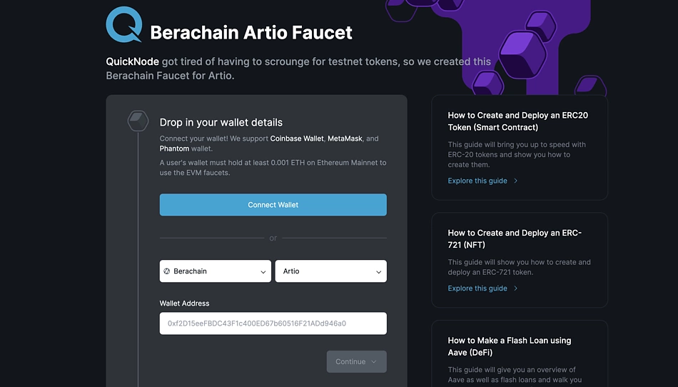 Collect more Berachain testnet tokens from QuickNode