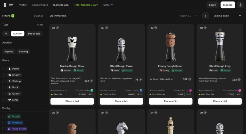 Immortal Game Auction