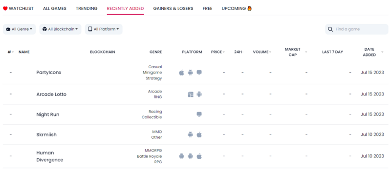 New games launched